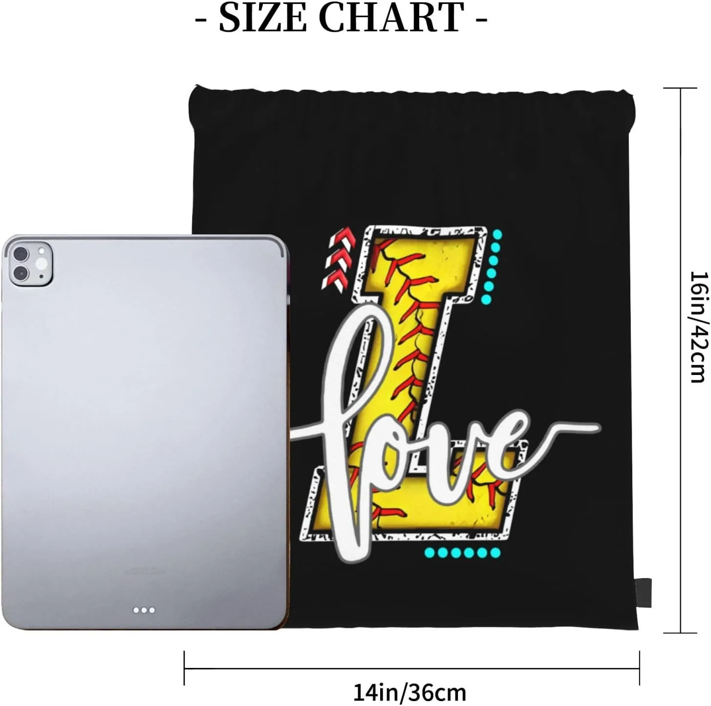 Initials Drawstring Backpack Black Cinch Bags Foldable Sports Gym Sackpack For Men Women (Softball Letter L)