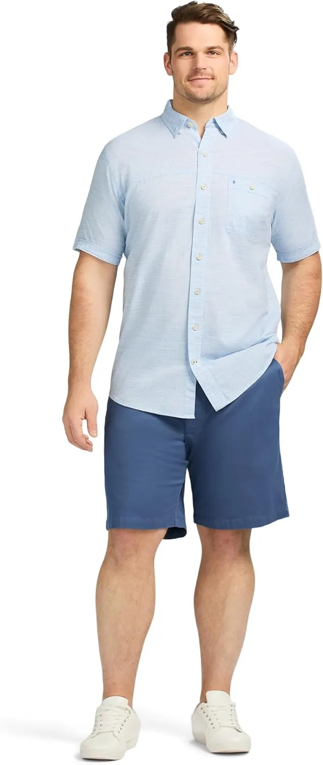 IZOD Men's Big and Tall Saltwater Dockside Short Sleeve Button Down Shirt
