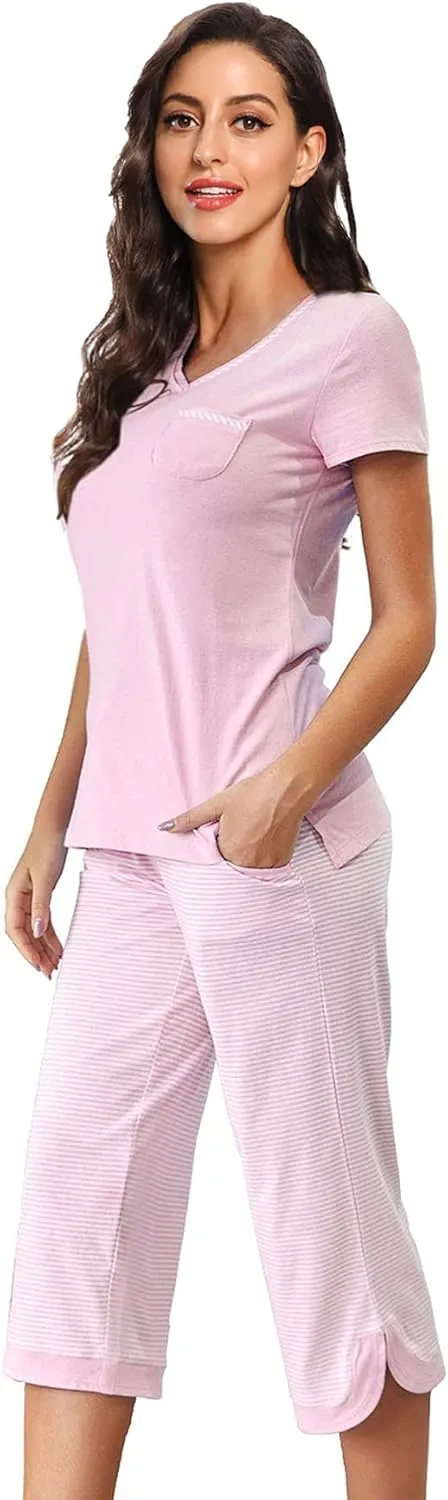 IZZY   TOBY Women's Sleepwear Tops With Capri Pants Pajama Sets