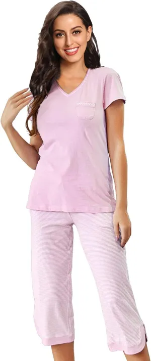 IZZY   TOBY Women's Sleepwear Tops With Capri Pants Pajama Sets