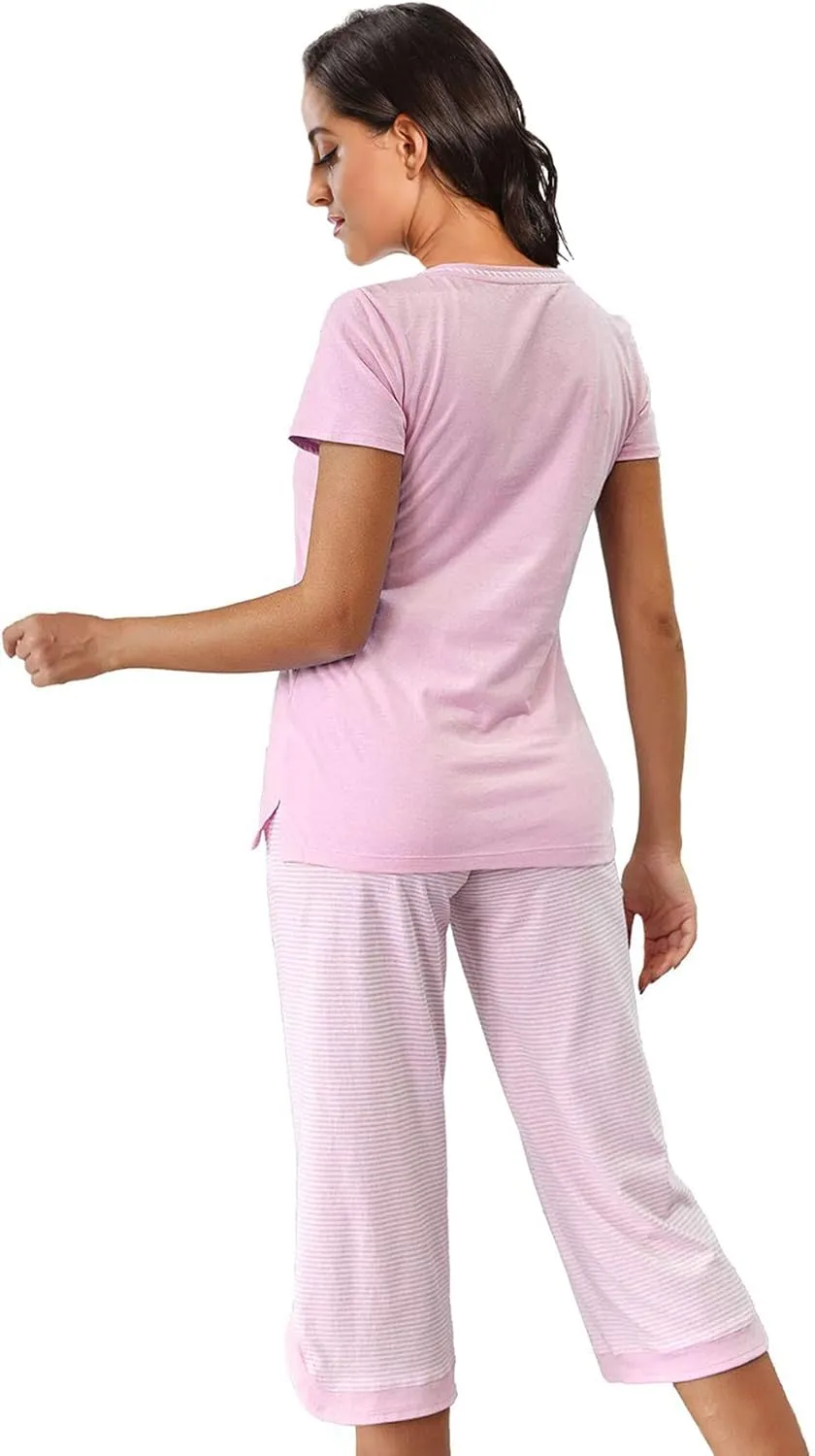 IZZY   TOBY Women's Sleepwear Tops With Capri Pants Pajama Sets