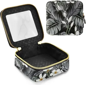 Joko Ivery Plumeria Leaves Minimalist Clear Makeup Bag Travel Cosmetic Bags with Zipper Portable Toiletry Bag for Women Make Up Pouches Preppy Makeup Travel Bag for Men Women Travel Essentials