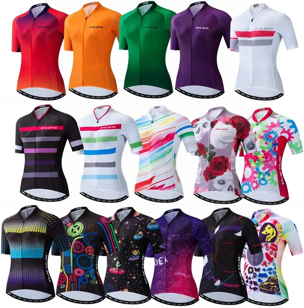 JPOJPO Bike Jersey Women, Racing Women's Cycling Shirt Tops S-3XL,4 Pockets