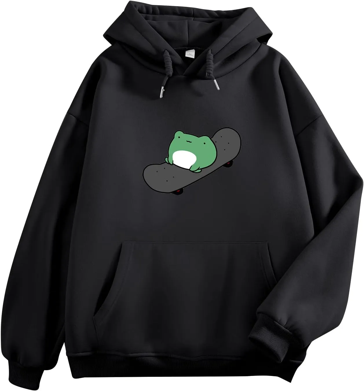 KEEVICI Women's Cute Sweatshirts Skateboarding Frog Long Sleeve Hoodie Pullover Tops