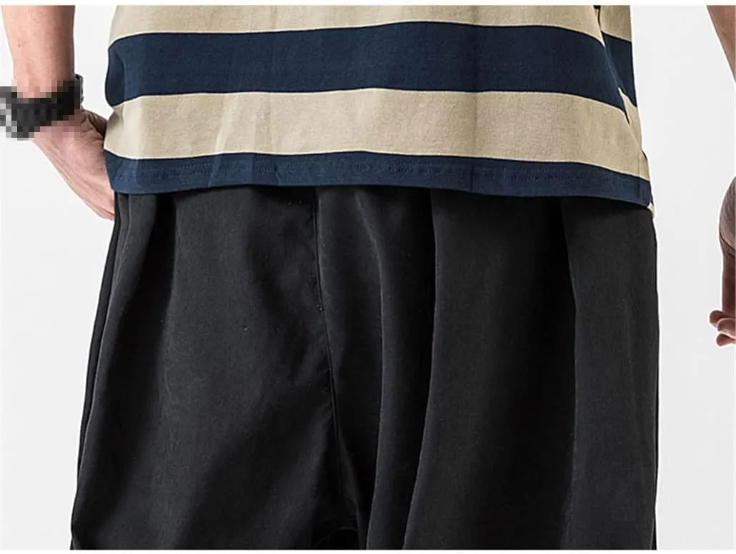 keusyoi Mens Drawstring Harem Pants MenS Baggy Jogging Pants Men Drop Crotch Wide Leg Pants Male Casual Loose Trousers