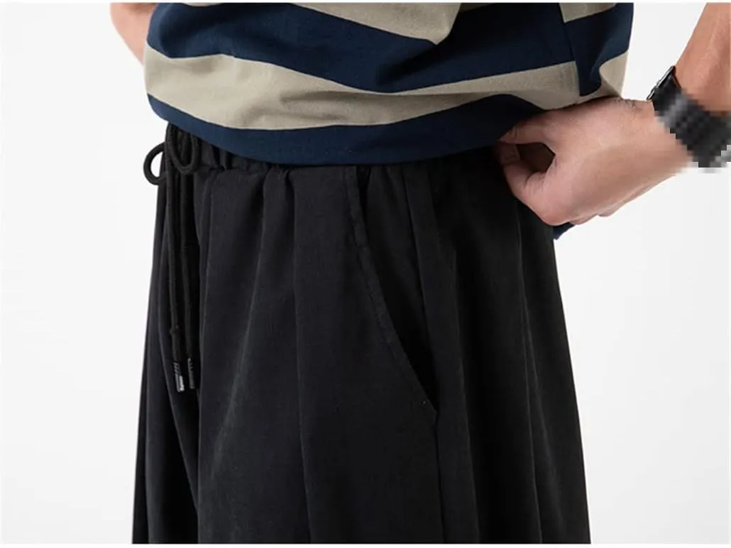 keusyoi Mens Drawstring Harem Pants MenS Baggy Jogging Pants Men Drop Crotch Wide Leg Pants Male Casual Loose Trousers