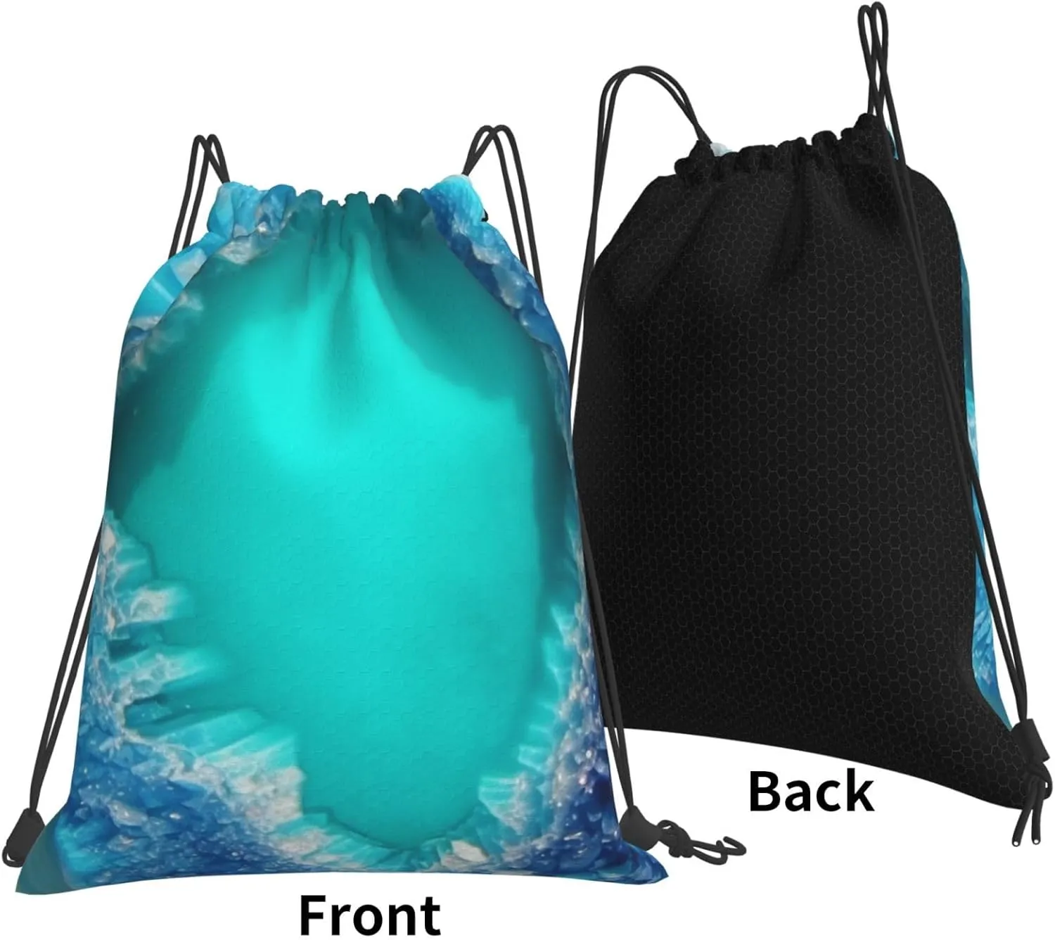 KHiry Drawstring Backpack Waterproof String Bag Aqua Blue Turquoise Drawstring Sackpack Gym Bag for Man Woman