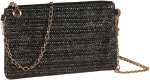 Large capacity Bag Spring And Summer Minimalist Chain Square Bag Casual Straw Element Shoulder Messenger Bag Ladies shoulder Bag(Nero)