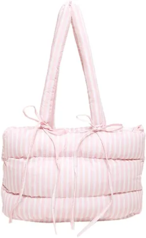 Large Puffer Tote Bag for Women Y2k Cute Puffy Handbag Quilted Padded Down Satchel Trendy Purse Shoulder Bag