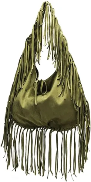 Large Suede Tote Bag for Women Y2k Tassel Shoulder Crossbody Purse Top Handle Satchel Trendy Dumpling Handbags