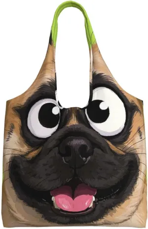 Large Tote Bag For Women Heavy Duty Foldable Shopping Tote Bag Dog Funny Face Animal Shoulder Bag For Work Beach Travel
