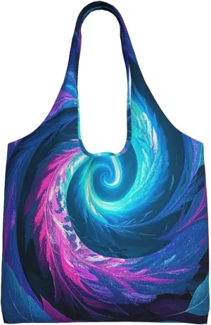 Large Tote Bag For Women Heavy Duty Foldable Shopping Tote Bag Floral Swirls Leaves Natural Gradient Shoulder Bag For Work Beach Travel