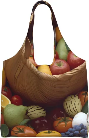 Large Tote Bag For Women Heavy Duty Foldable Shopping Tote Bag Fruits Basket Shoulder Bag For Work Beach Travel