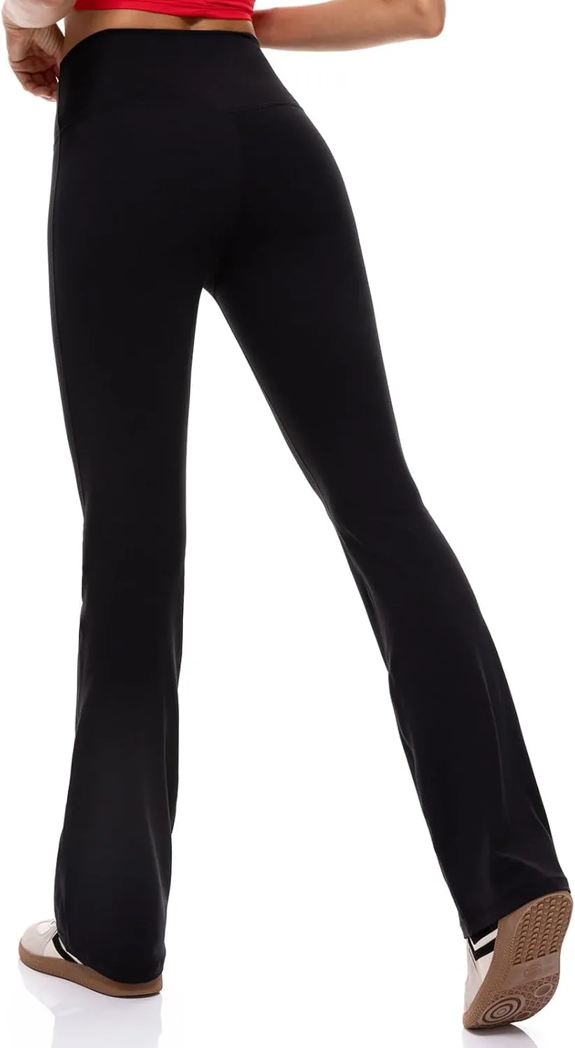 Lavento Women's Flare Pants 26"/28"/30"/32"/34" - High Waisted Flared Yoga Pant in Petite/Regular/Tall Fit