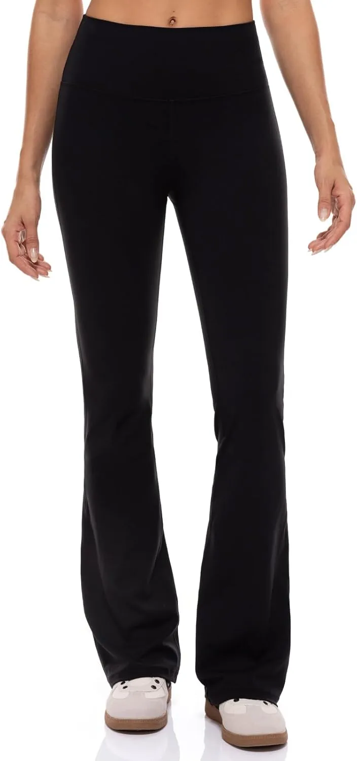 Lavento Women's Flare Pants 26"/28"/30"/32"/34" - High Waisted Flared Yoga Pant in Petite/Regular/Tall Fit