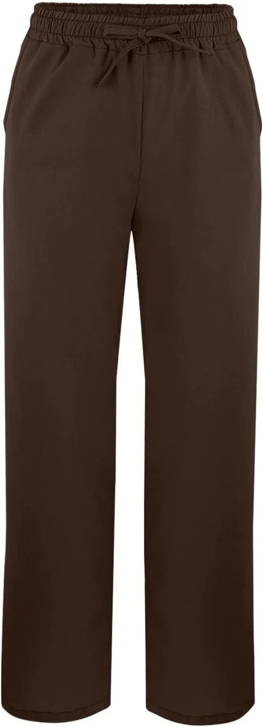 Linen Pants for Women Summer High Waist Elastic Straight Leg Lounge Pant Casual Loose Lightweight Beach Trousers 2025
