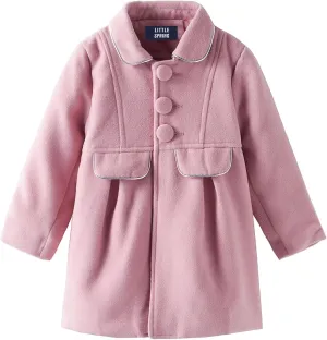 LittleSpring Little Girls Dress Coat Faux Wool Slim-Fit Peacoat