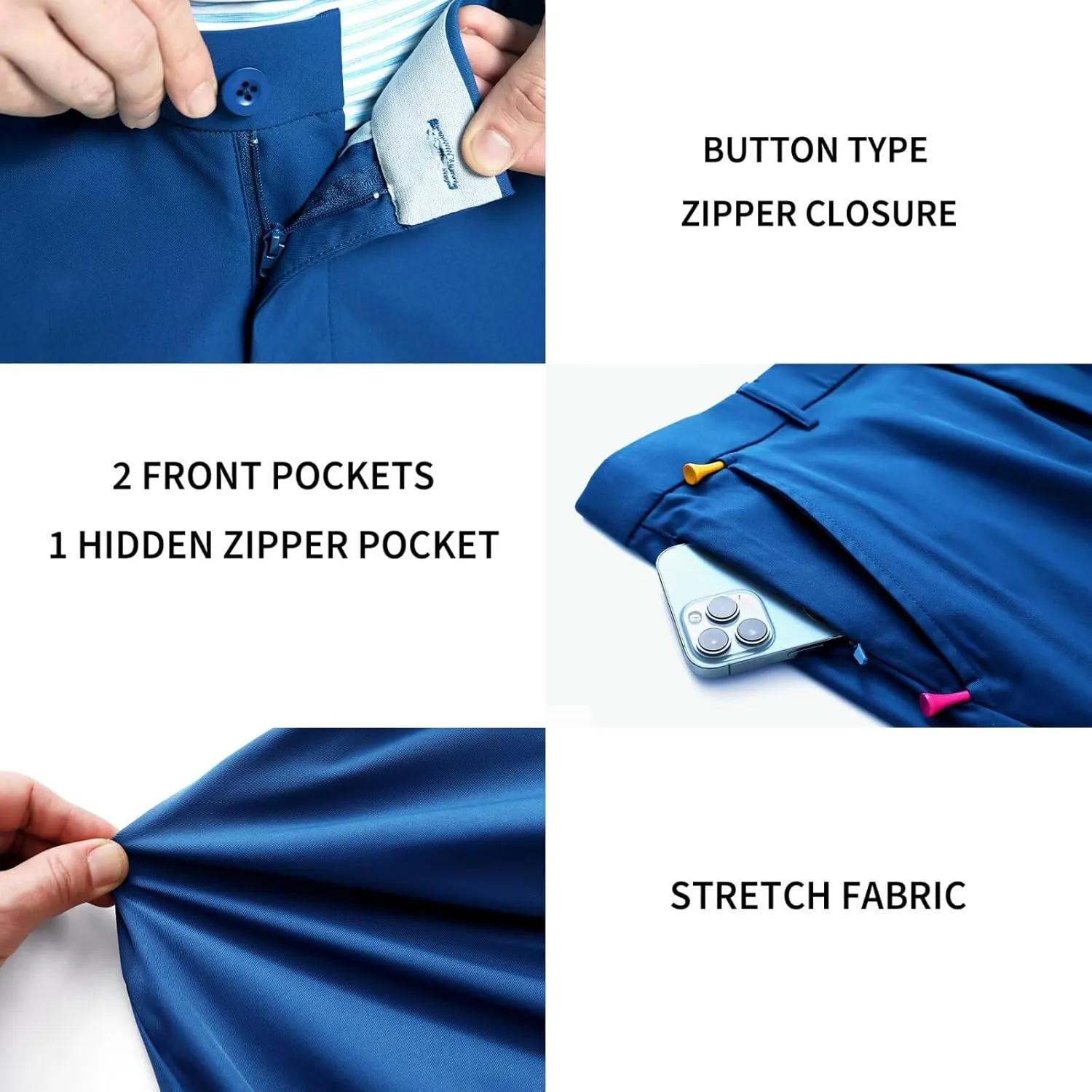 M MAELREG Golf Pants Men Quick Dry - 30"/32"/34" Stretch Lightweight 5 Pockets Water-Resistant Casual Mens Dress Pants