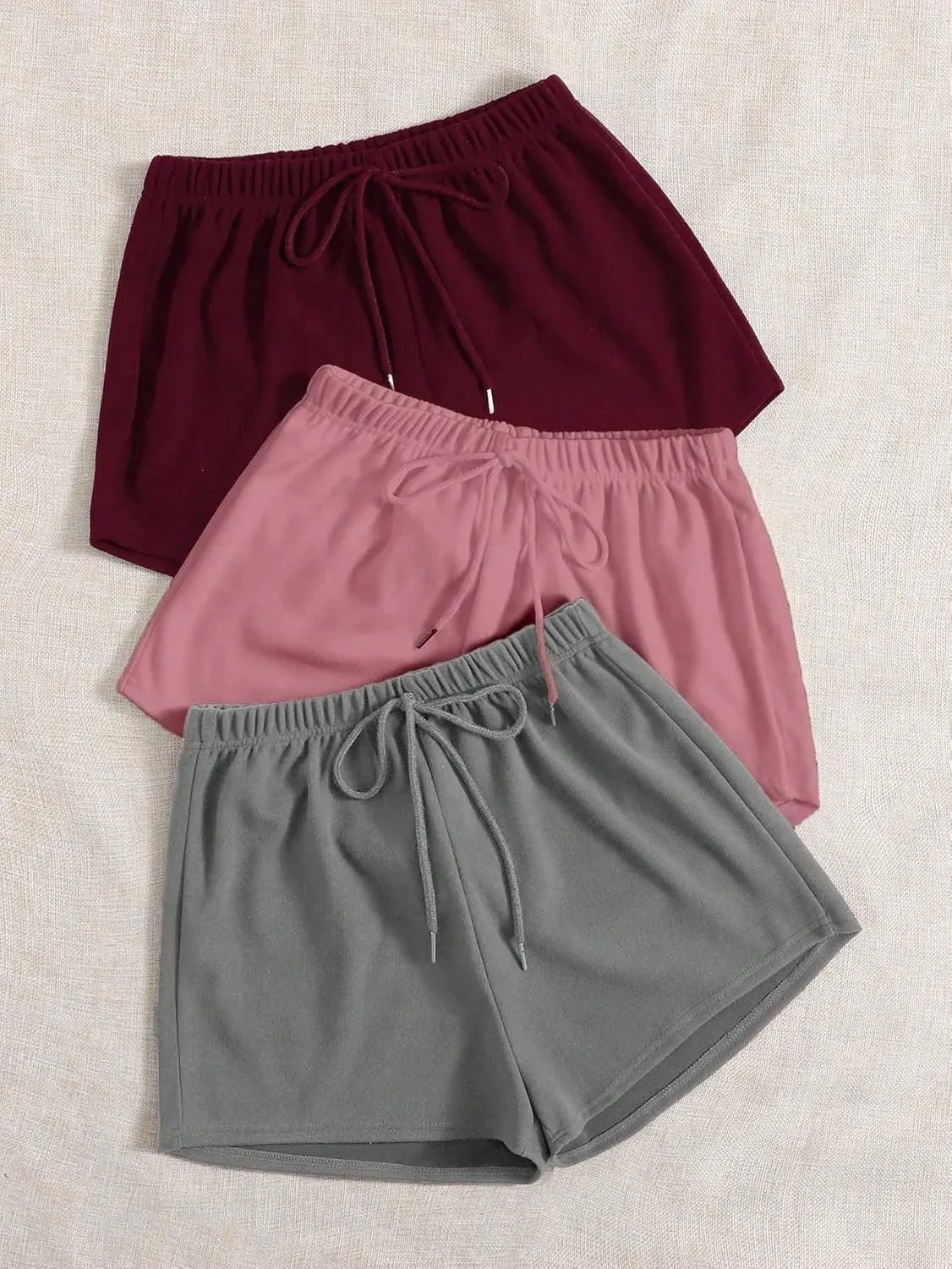 MakeMeChic Women's 3pack Elastic Waist Knot Front Lounge Track Shorts