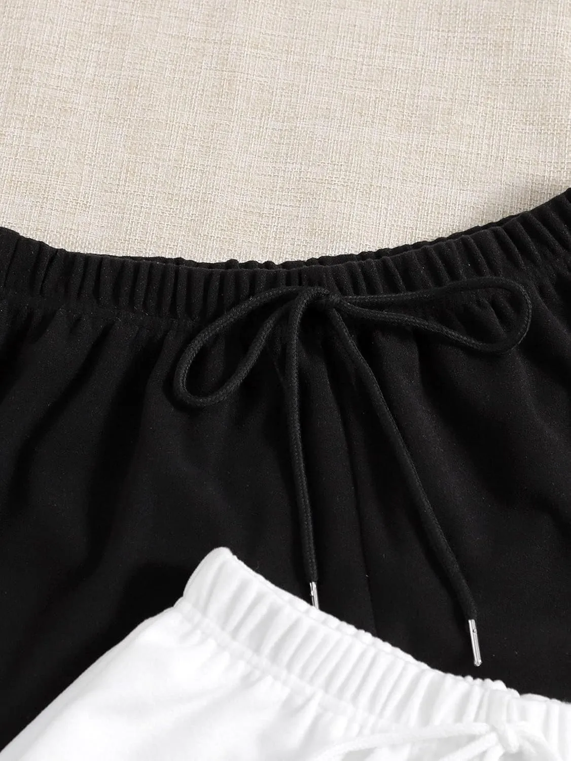 MakeMeChic Women's 3pack Elastic Waist Knot Front Lounge Track Shorts
