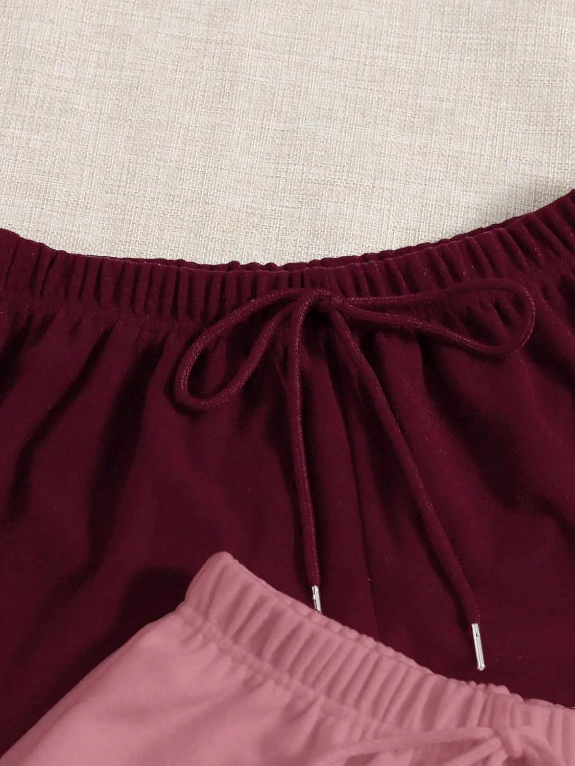 MakeMeChic Women's 3pack Elastic Waist Knot Front Lounge Track Shorts