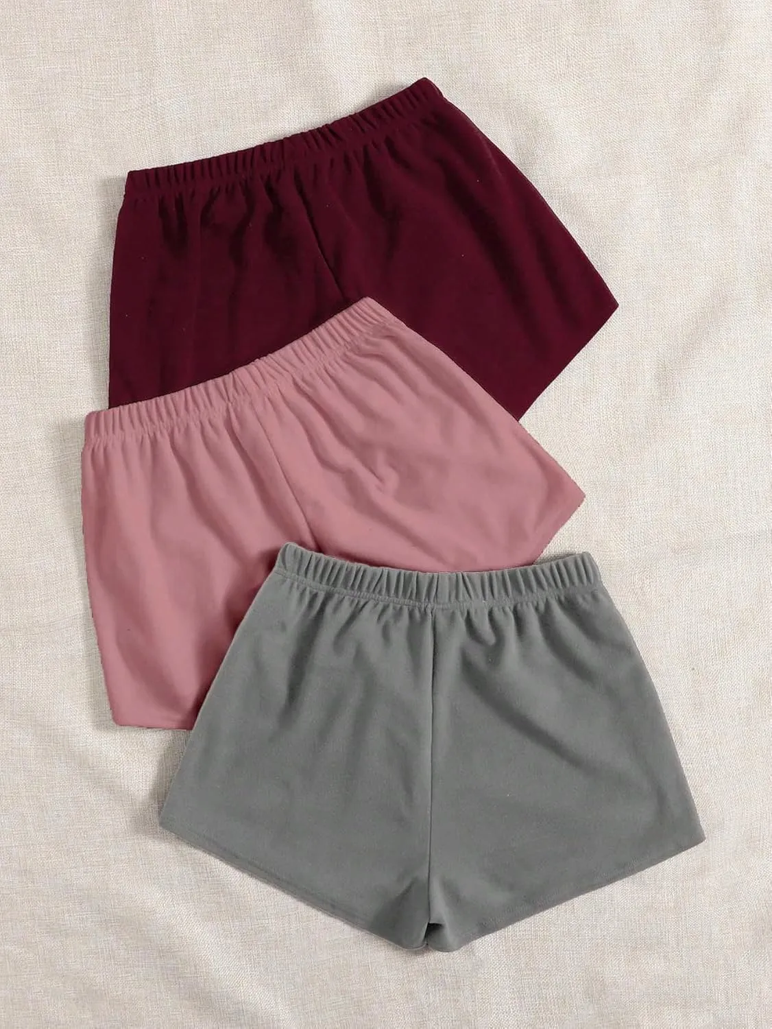 MakeMeChic Women's 3pack Elastic Waist Knot Front Lounge Track Shorts