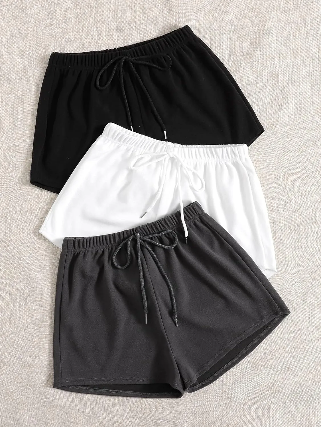 MakeMeChic Women's 3pack Elastic Waist Knot Front Lounge Track Shorts
