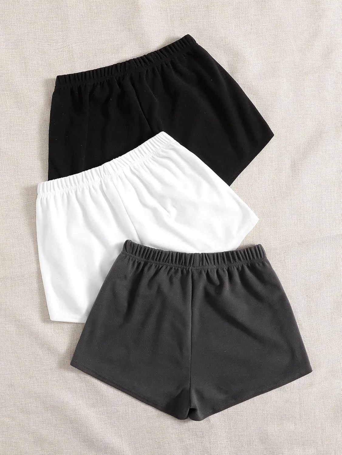 MakeMeChic Women's 3pack Elastic Waist Knot Front Lounge Track Shorts