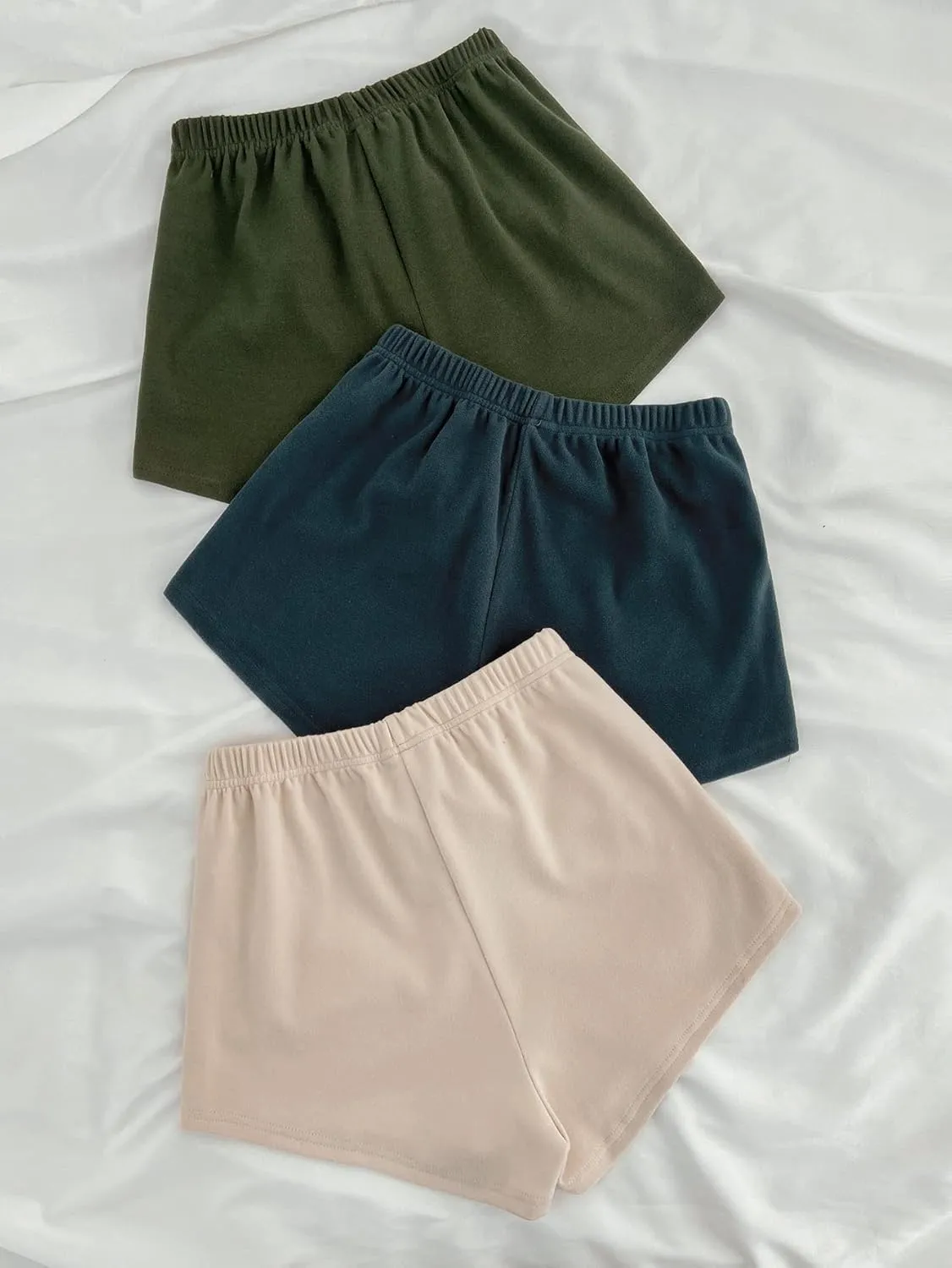 MakeMeChic Women's 3pack Elastic Waist Knot Front Lounge Track Shorts