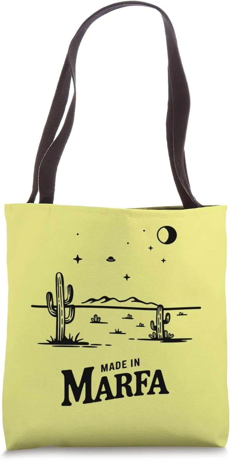 Marfa Texas Desert Night Sky Cactus Landscape Marfa Texas Tote Bag