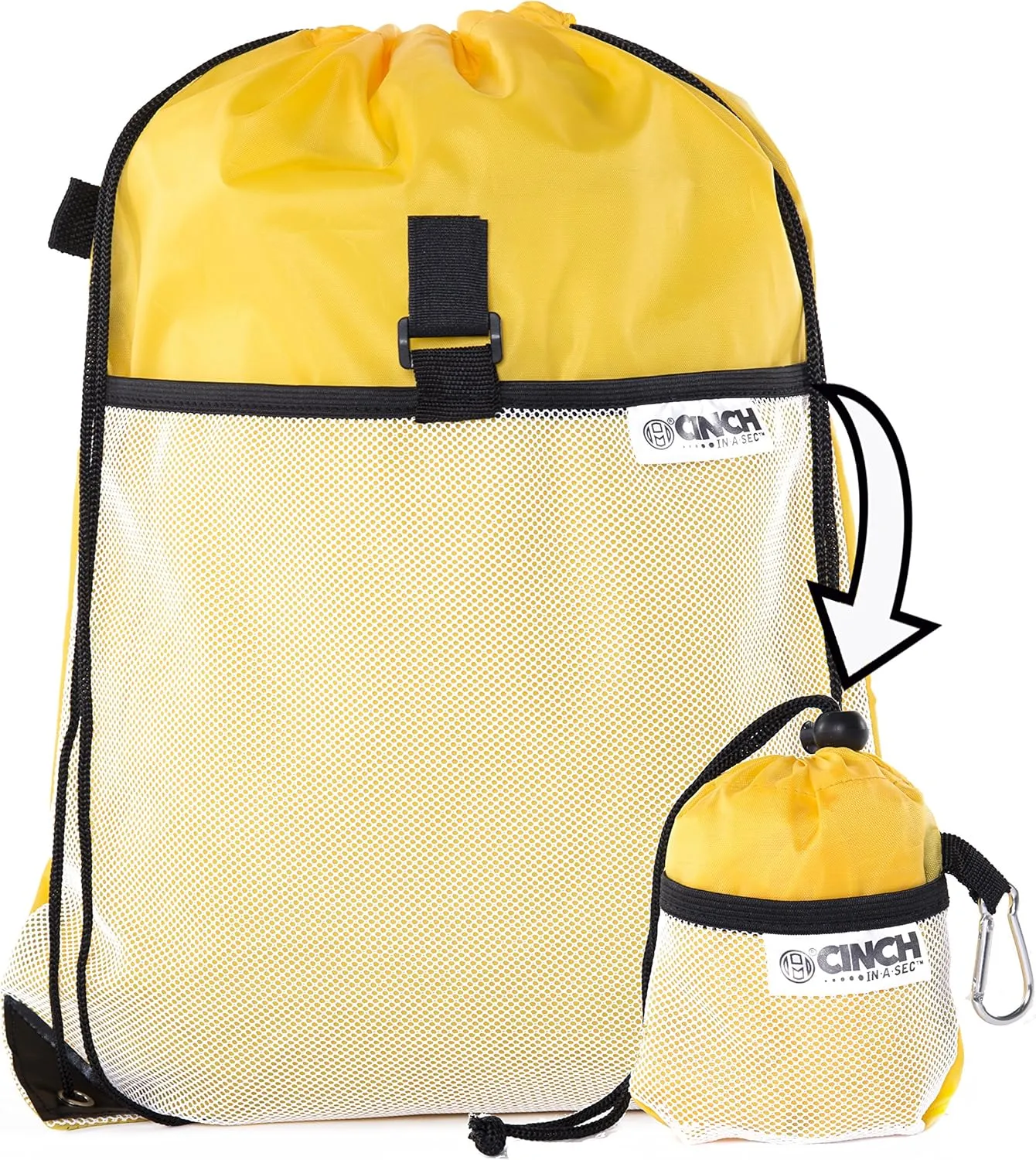 Mato & Hash Lightweight Reusable Fold Up Bags | Packable Backpacks, Reusable Drawstring Bag with Attached Fold Up Pocket