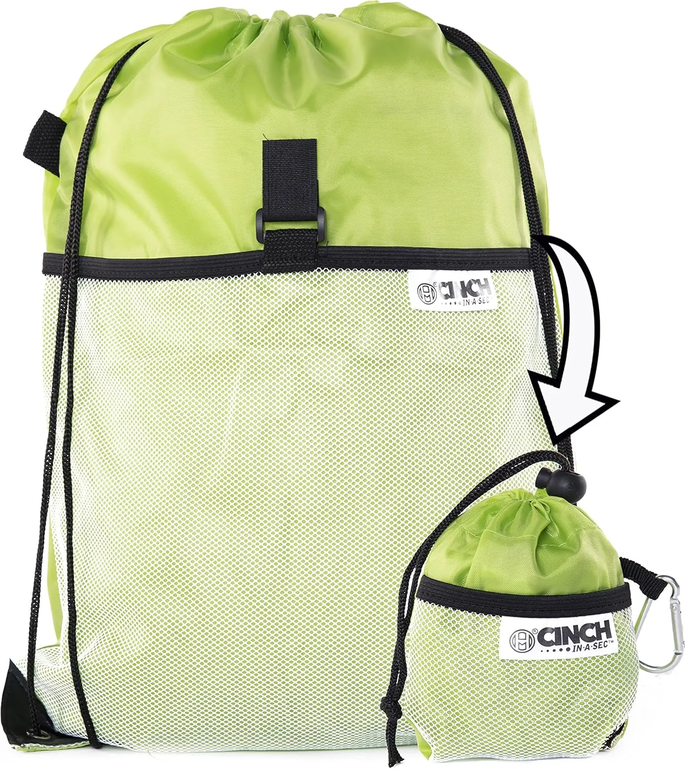 Mato & Hash Lightweight Reusable Fold Up Bags | Packable Backpacks, Reusable Drawstring Bag with Attached Fold Up Pocket