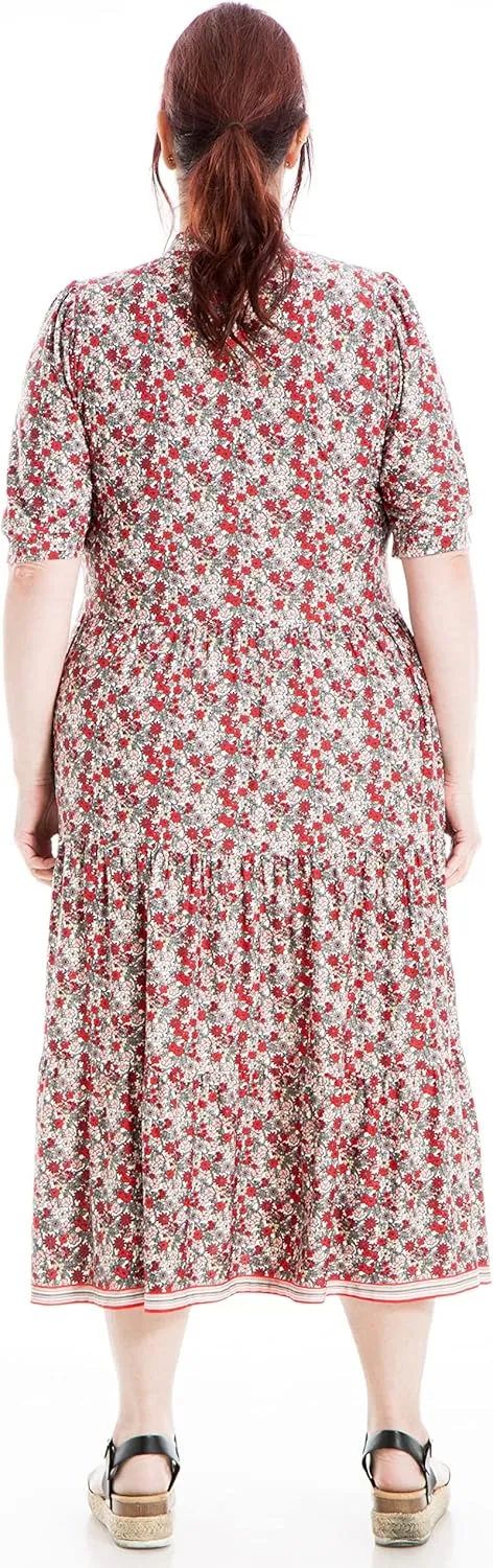 Max Studio Women's Plus Size Button Front Knit Midi Dress