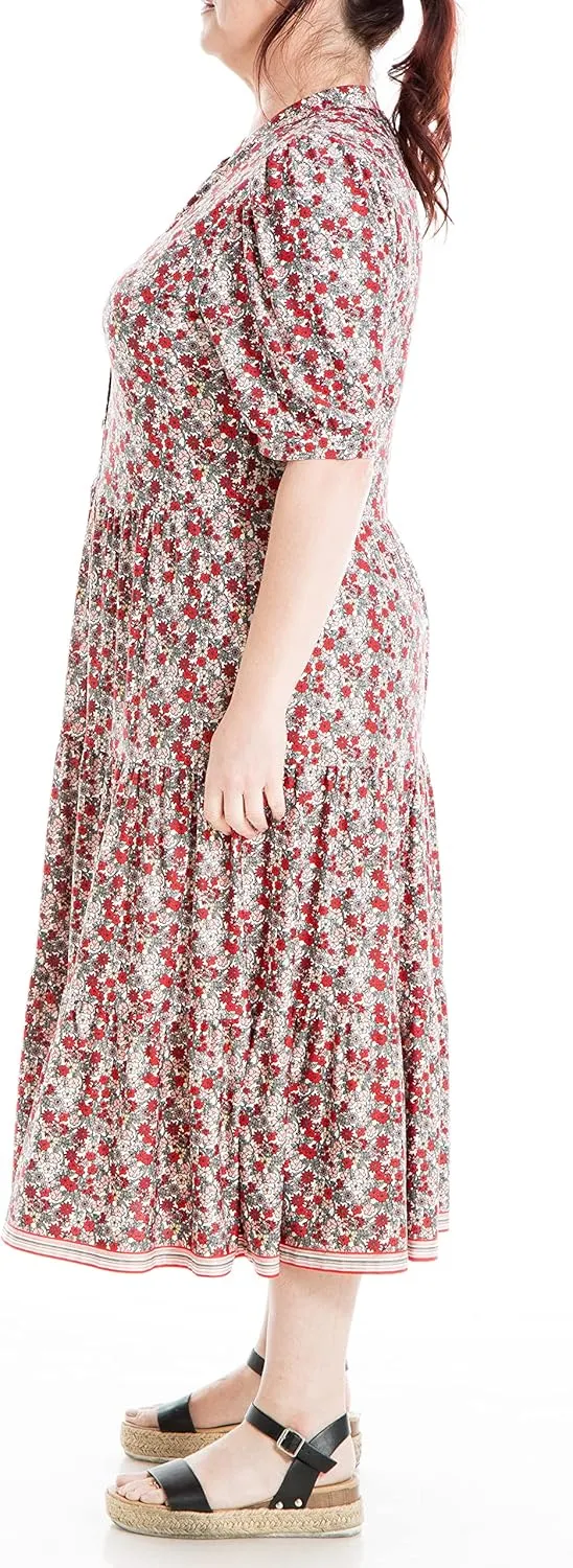 Max Studio Women's Plus Size Button Front Knit Midi Dress
