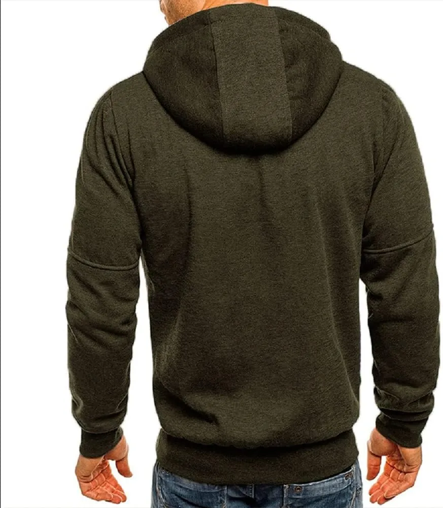 Men Hoodies Casual Hoodies for Men with Zip Pockets Full Zip Long Sleeve Sweatshirt Sports Hooded Jacket