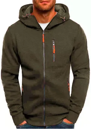 Men Hoodies Casual Hoodies for Men with Zip Pockets Full Zip Long Sleeve Sweatshirt Sports Hooded Jacket