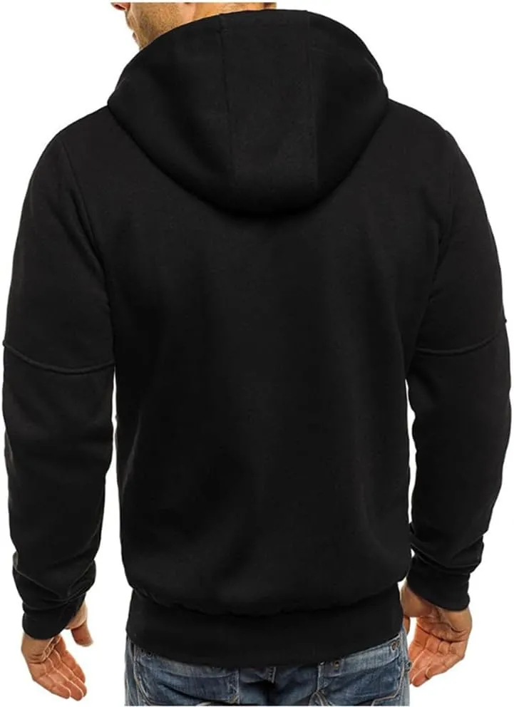 Men Hoodies Casual Hoodies for Men with Zip Pockets Full Zip Long Sleeve Sweatshirt Sports Hooded Jacket