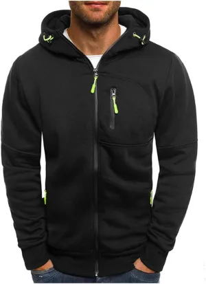 Men Hoodies Casual Hoodies for Men with Zip Pockets Full Zip Long Sleeve Sweatshirt Sports Hooded Jacket