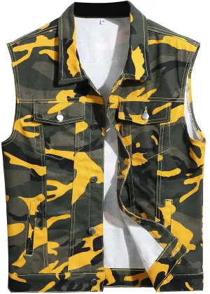 Men's Camouflage Sleeveless Cotton Denim Vest