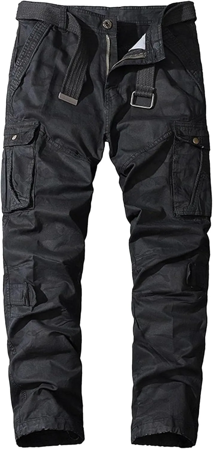 Mens Multi Pockets Cargo Pants Hiking Combat Work Outdoor Trousers Casual Slim Straight Fit Sweatpants