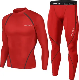 Men's Sports Running Set Compression Shirt   Pants Skin-Tight Long Sleeves Quick Dry Fitness Tracksuit Gym Yoga Suits