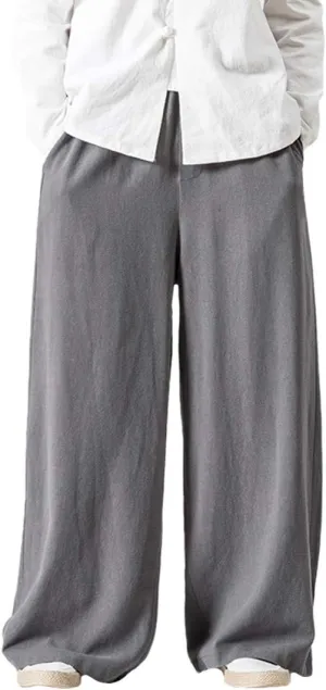 Men's Vintage Cotton Blends Linen Wide Leg Jogging Harem Pants