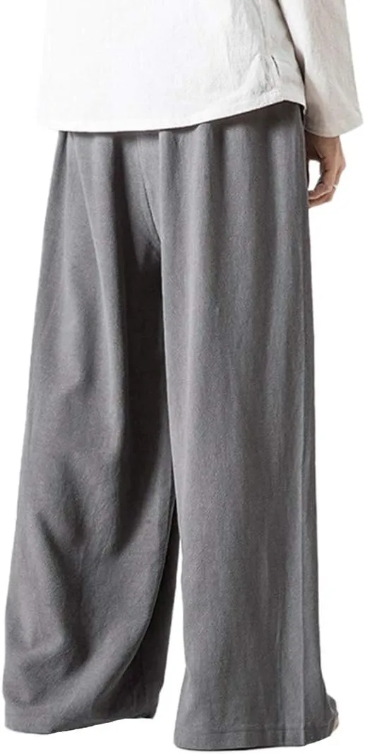 Men's Vintage Cotton Blends Linen Wide Leg Jogging Harem Pants