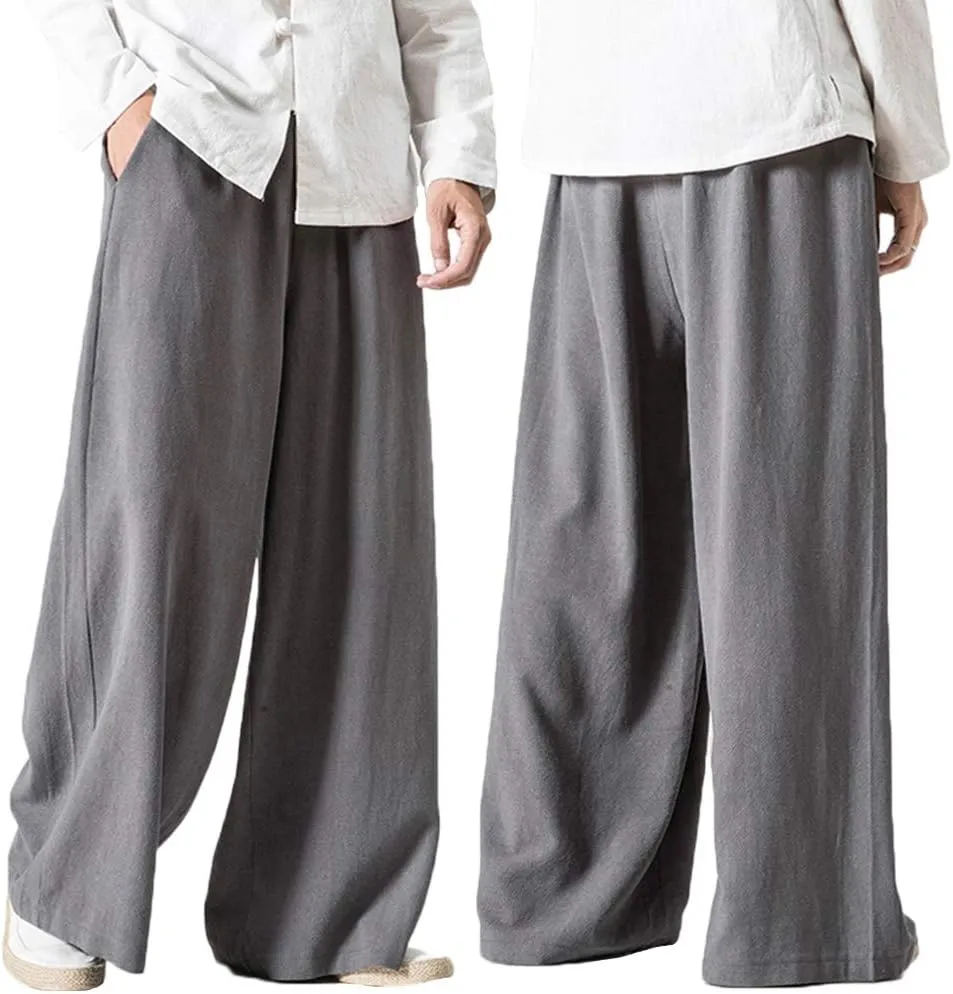 Men's Vintage Cotton Blends Linen Wide Leg Jogging Harem Pants