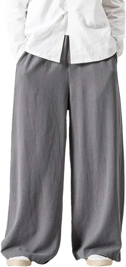 Men's Vintage Cotton Blends Linen Wide Leg Jogging Harem Pants