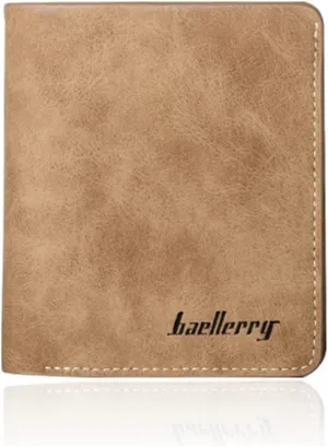 Mens Wallets Slim Leather Wallet with 2 banknote compartments, 6 Credit Card Slots, ID Window. Minimalist Mini Purse for Gents Men (Brown)