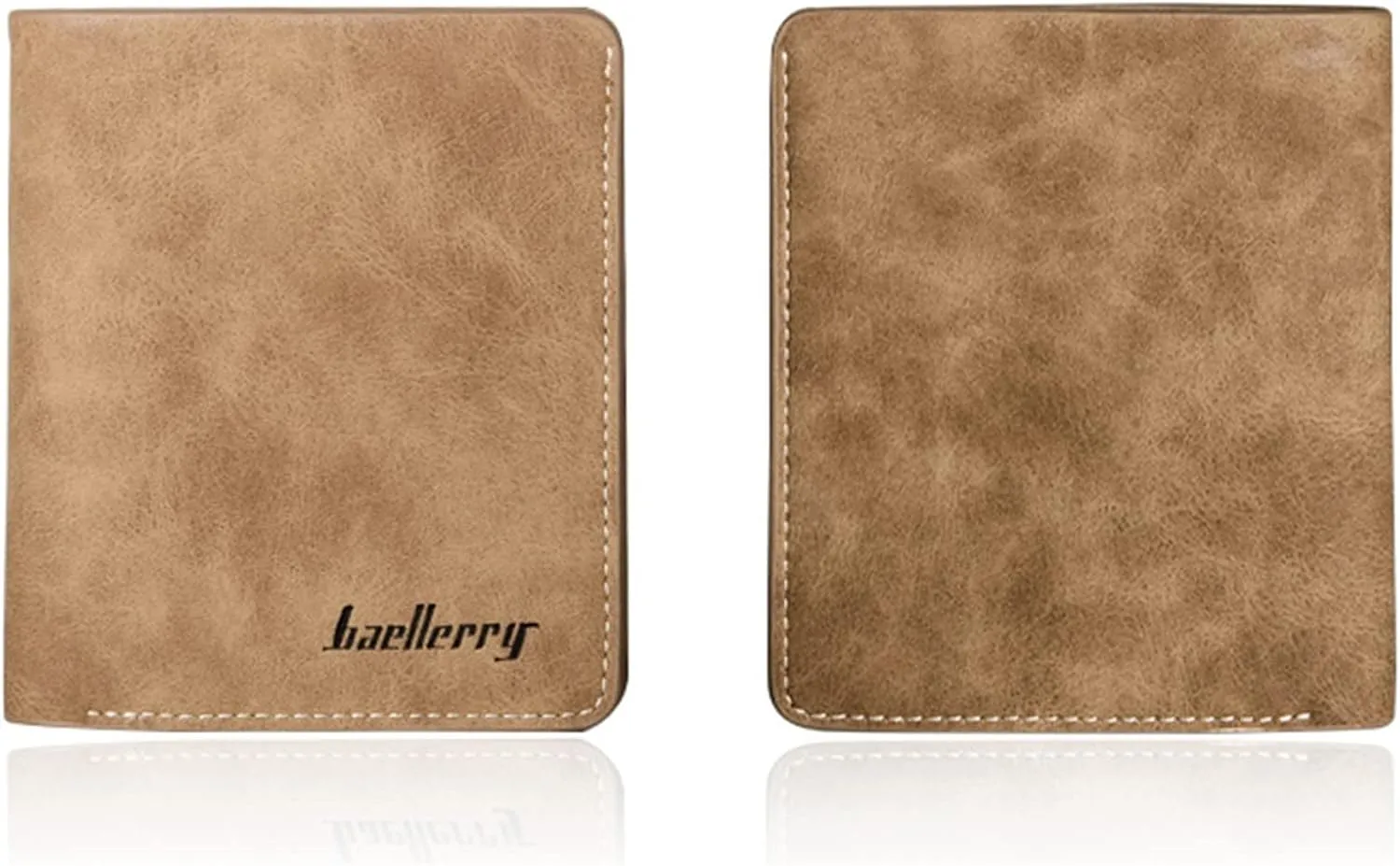 Mens Wallets Slim Leather Wallet with 2 banknote compartments, 6 Credit Card Slots, ID Window. Minimalist Mini Purse for Gents Men (Brown)