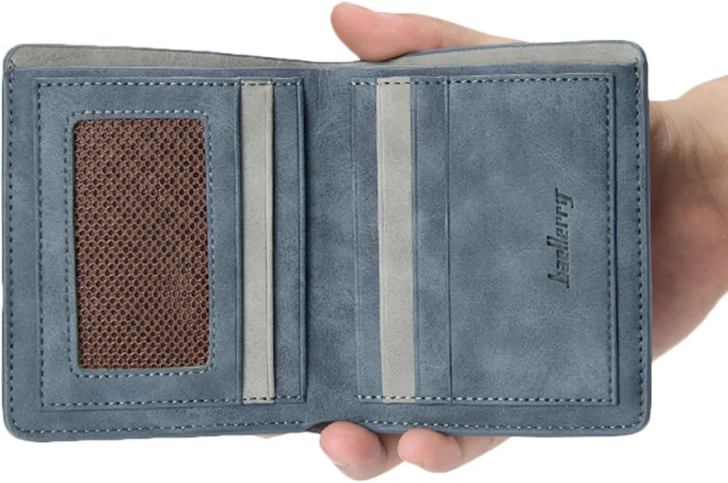 Mens Wallets Slim Leather Wallet with 2 banknote compartments, 6 Credit Card Slots, ID Window. Minimalist Mini Purse for Gents Men (Brown)