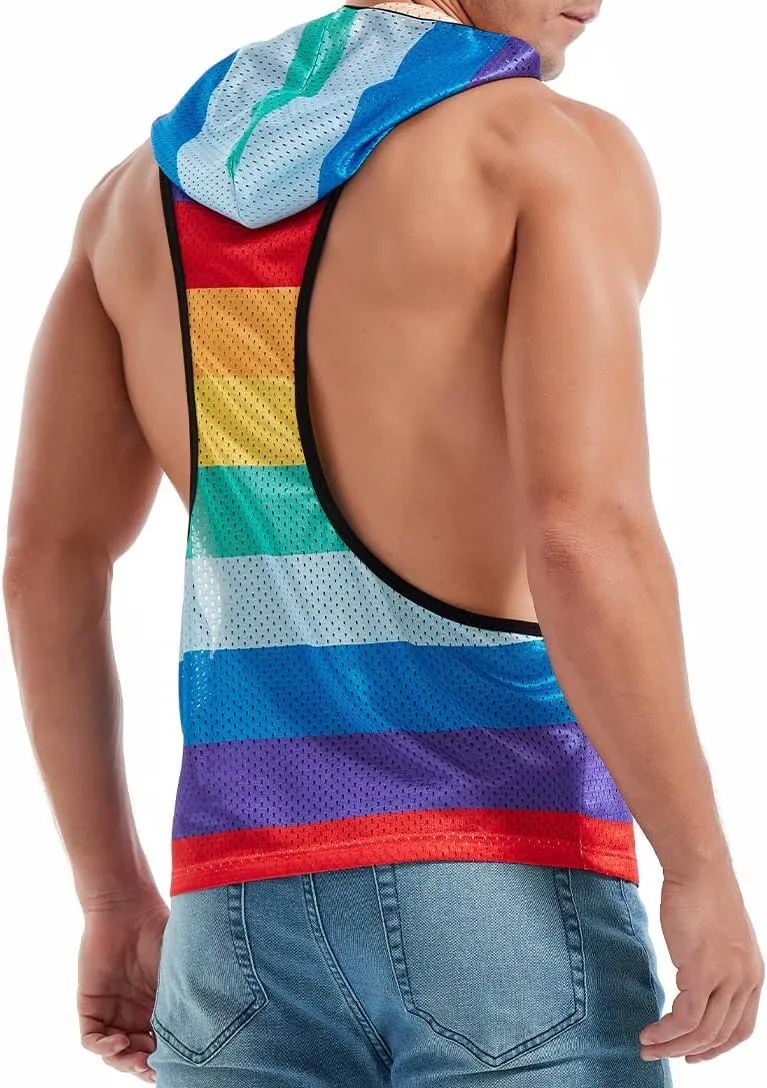 Men's Workout Hooded Tank Tops Bodybuilding Muscle Cut Off T Shirt Sleeveless Gym Hoodies