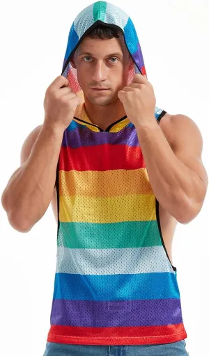 Men's Workout Hooded Tank Tops Bodybuilding Muscle Cut Off T Shirt Sleeveless Gym Hoodies